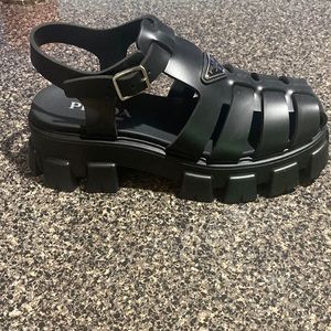 Prada black jelly sandals